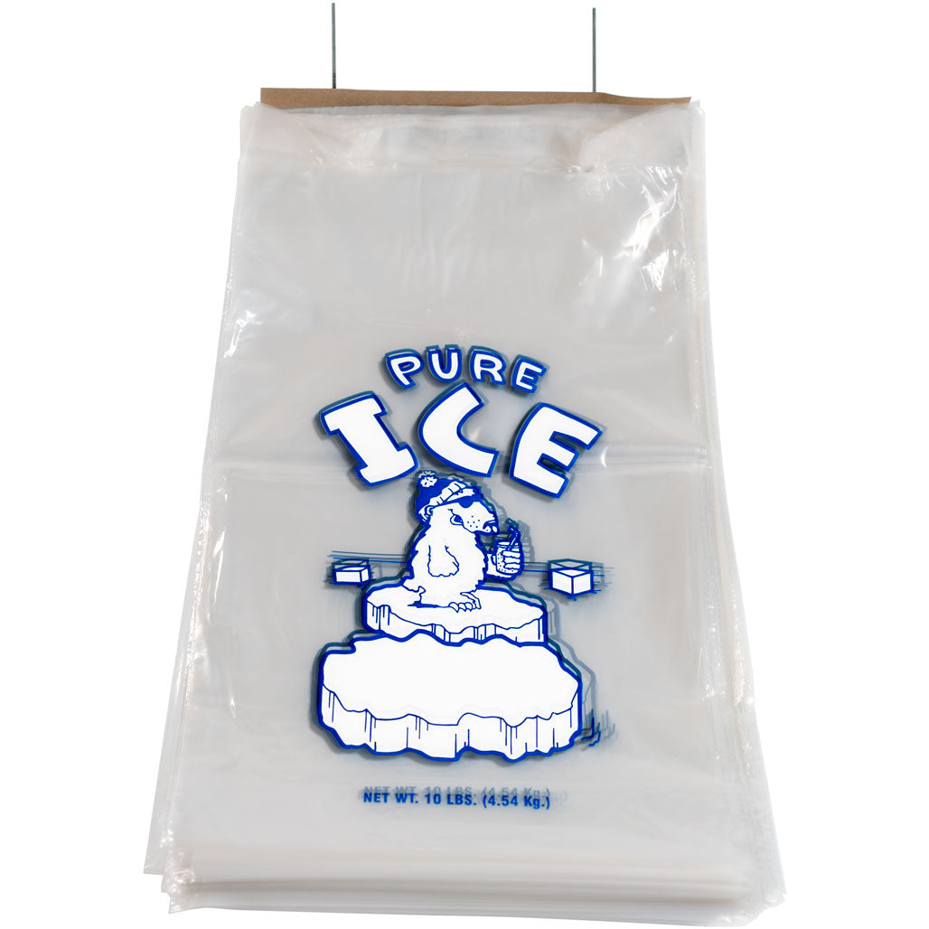 10 lb Ice Bags on Wire Wicket (1,000 Bags/Case) Ice Bags Direct