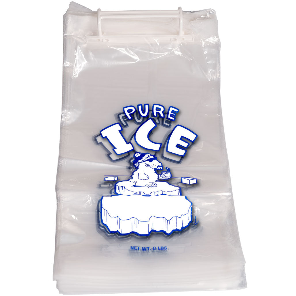 8 Pound Pure Ice Bags on Plastic Wicket 