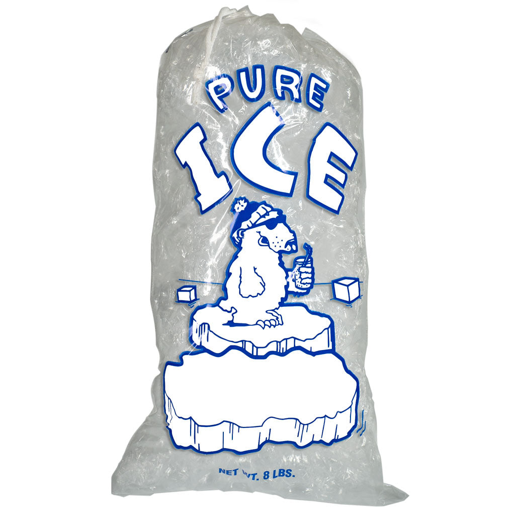 8 Pound Ice Bags with Drawstring Polar Bear Pure Ice