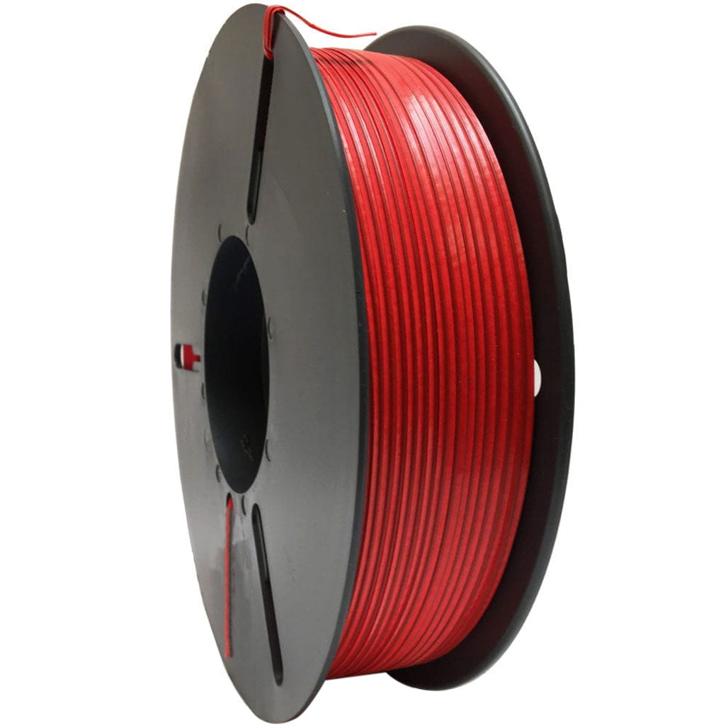 Red plastic twist tie spool
